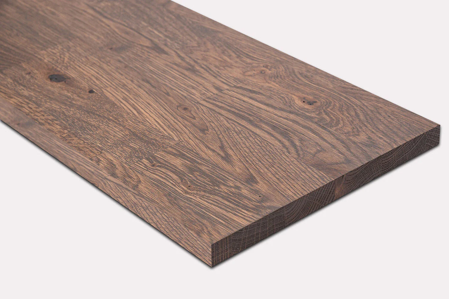 Shelf Stair tread Riser Windowsill Oak Rustic, finger jointed lamellas, 26 mm, Graphite oil