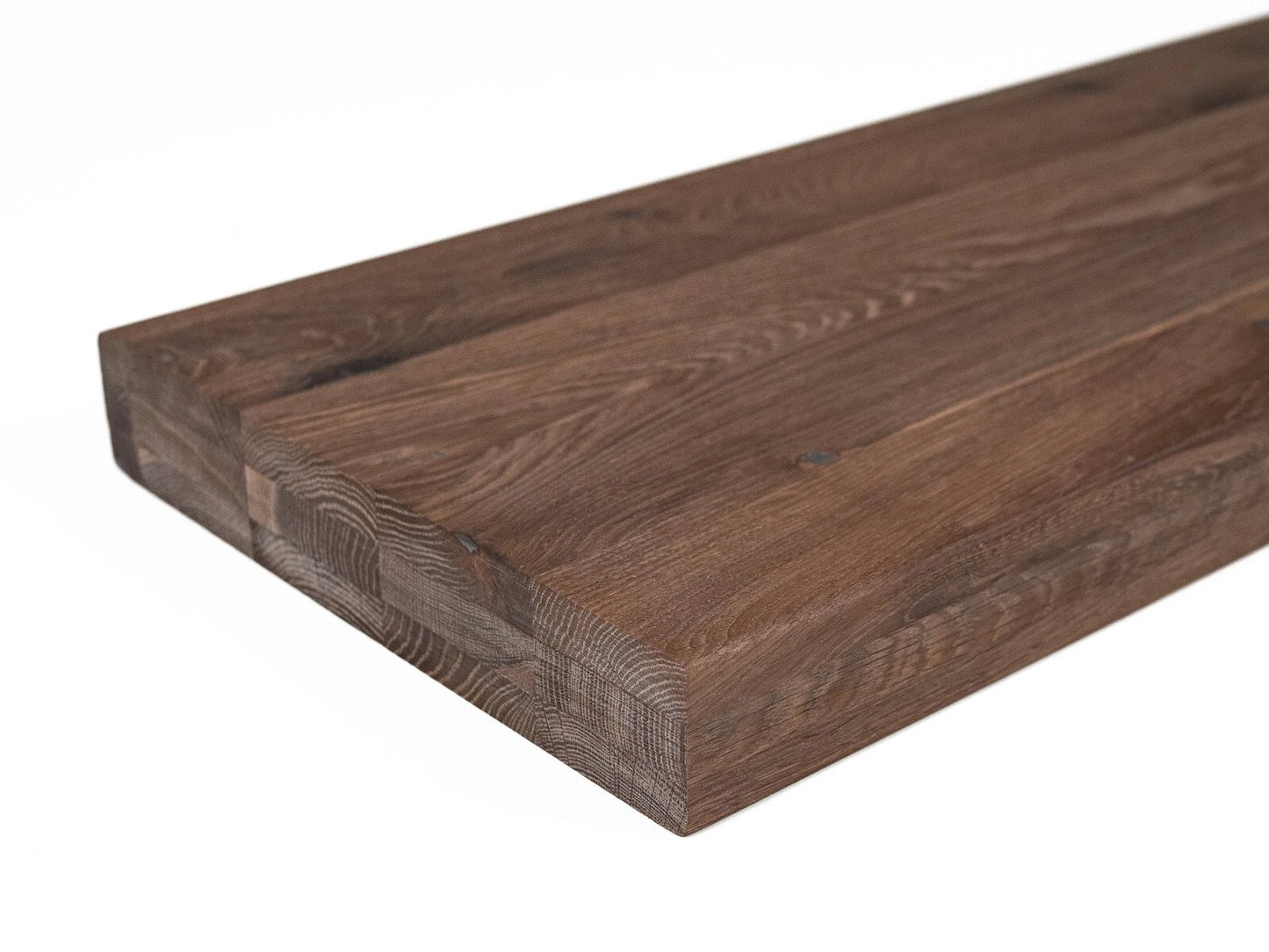 Etagère Marche d'escalier Rehausse Appui de fenêtre Chêne rustique fumé, lamelles entières, 52 mm, 3 couches, huile de cire dure Blanc naturel