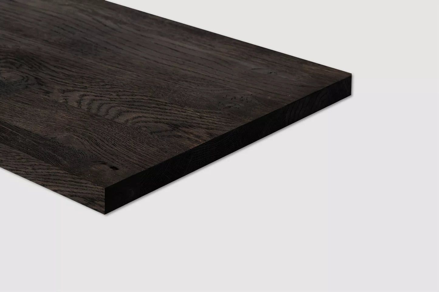 Shelf Stair tread Riser Windowsill Smoked Oak Rustic, full stave lamellas, 26 mm, Black oil