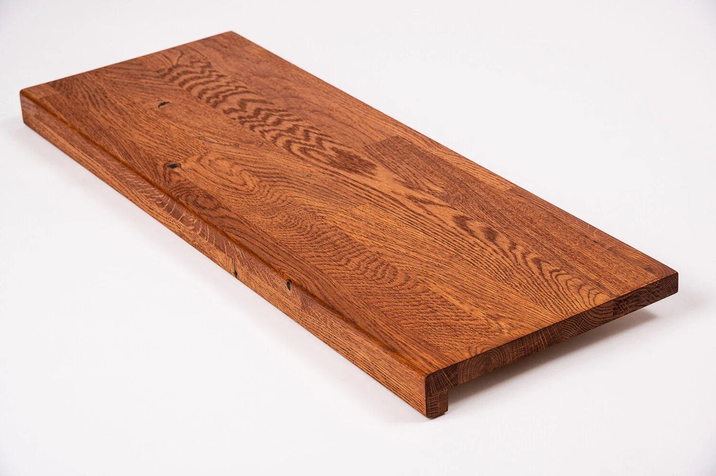 Stair tread Windowsill with overhang Oak Rustic, finger jointed lamellas, 26 mm, Cherry oil