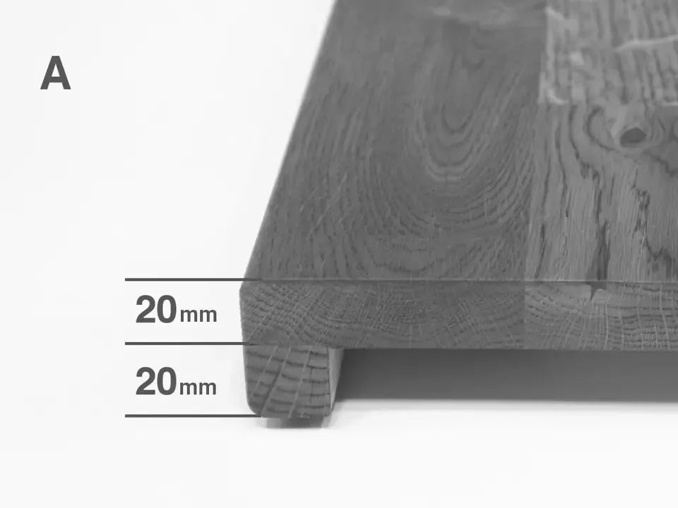 Stair tread Windowsill with overhang Smoked Oak Rustic, full stave lamellas, 20 mm, Natural oil