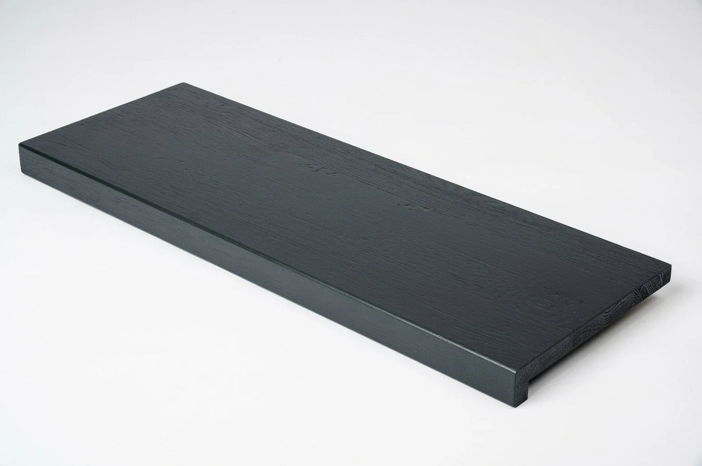 Stair tread Windowsill with overhang Oak Rustic, finger jointed lamellas, 26 mm, Brushed, Anthracite gray lacquered (RAL7016)