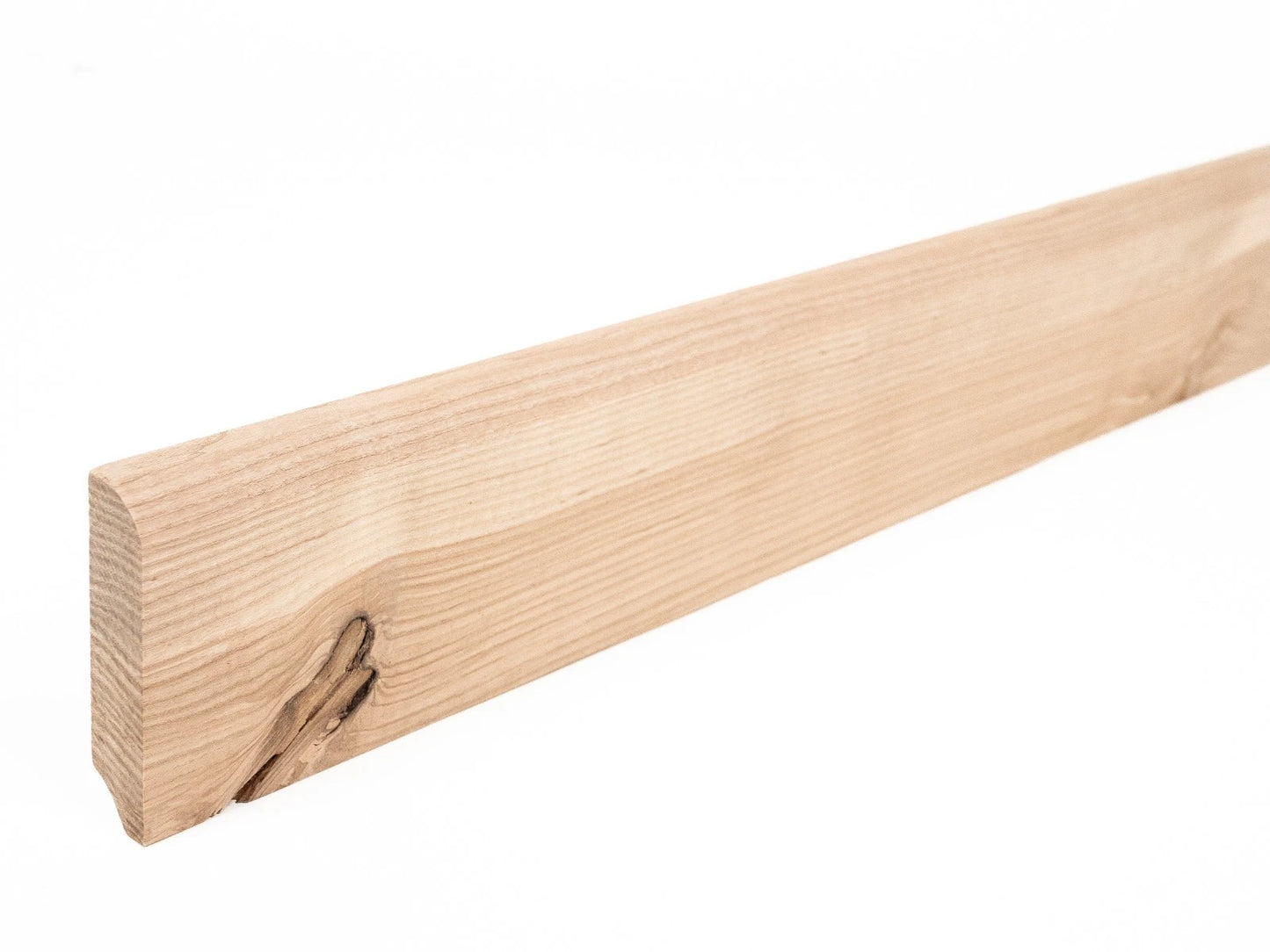 Solid Skirting Board Ash Rustic 24x100mm Hard wax oil Natural white 2000 mm with radius 20mm