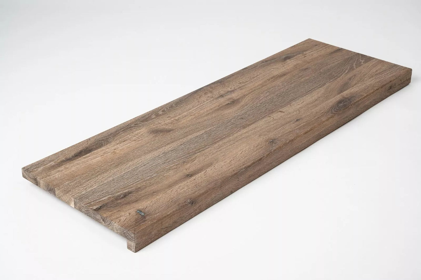 Stair tread Windowsill with overhang Smoked Oak Rustic, full stave lamellas, 26 mm, White oil