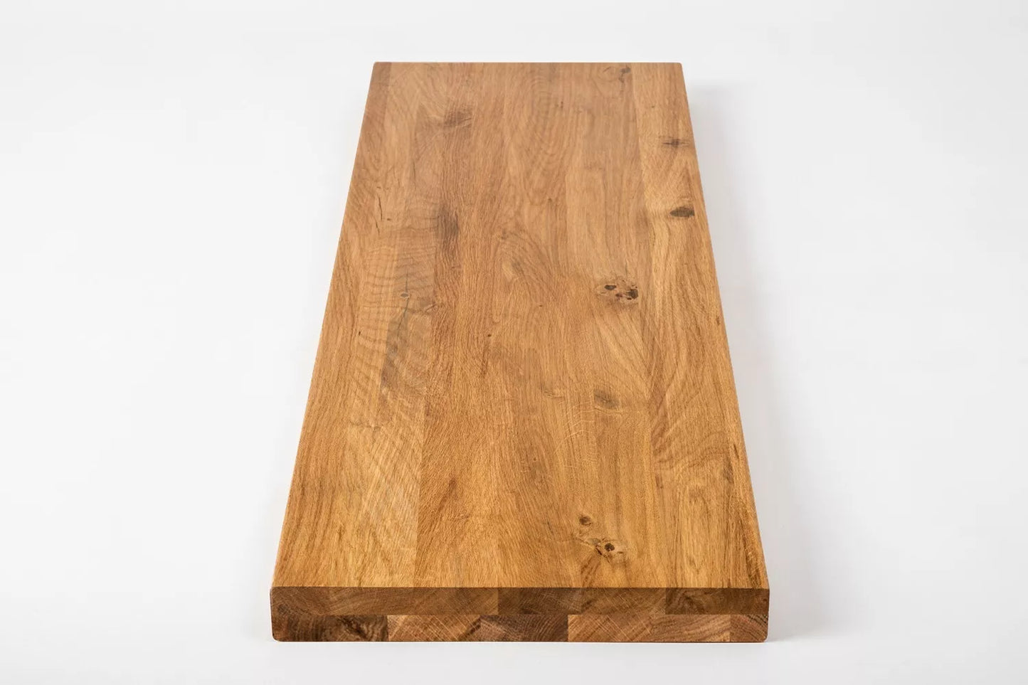 Shelf Stair tread Riser Windowsill Oak Rustic, full stave lamellas, 40 mm, 2-layer, Hard wax oil Natural (colourless)