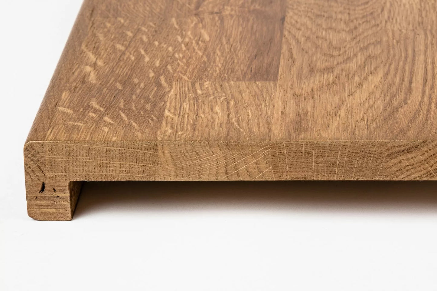 Stair tread Windowsill with overhang Oak Rustic, finger jointed lamellas, 20 mm, Bronze oil