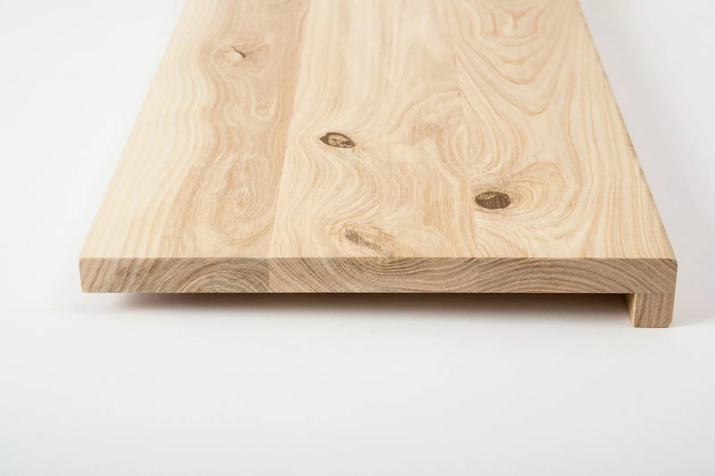 Stair tread Windowsill with overhang Ash Rustic, full stave lamellas, 20 mm, Unfinished