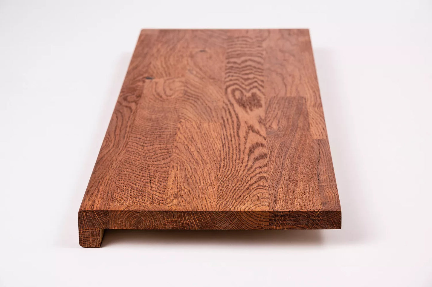 Stair tread Windowsill with overhang Oak Rustic, finger jointed lamellas, 26 mm, Cherry oil