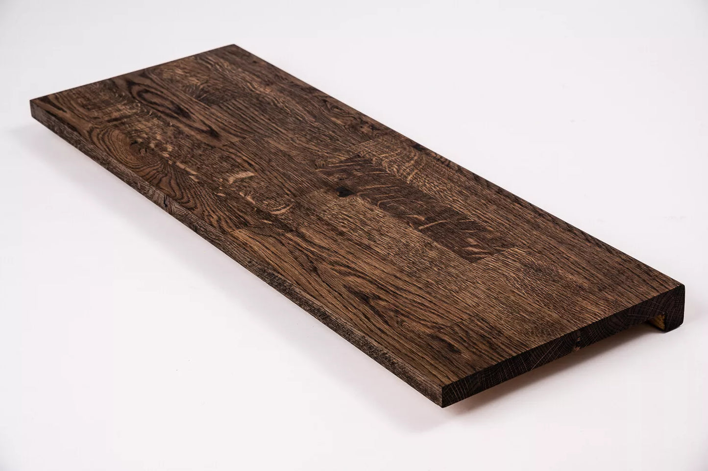 Stair tread Windowsill with overhang Oak Rustic, finger jointed lamellas, 26 mm, Smoked oil