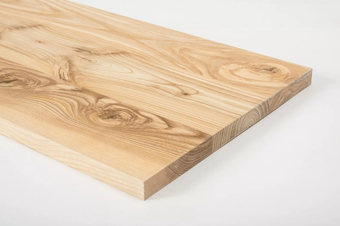 Shelf Stair tread Riser Windowsill Ash Rustic, full stave lamellas, 20 mm, Hard wax oil Natural white