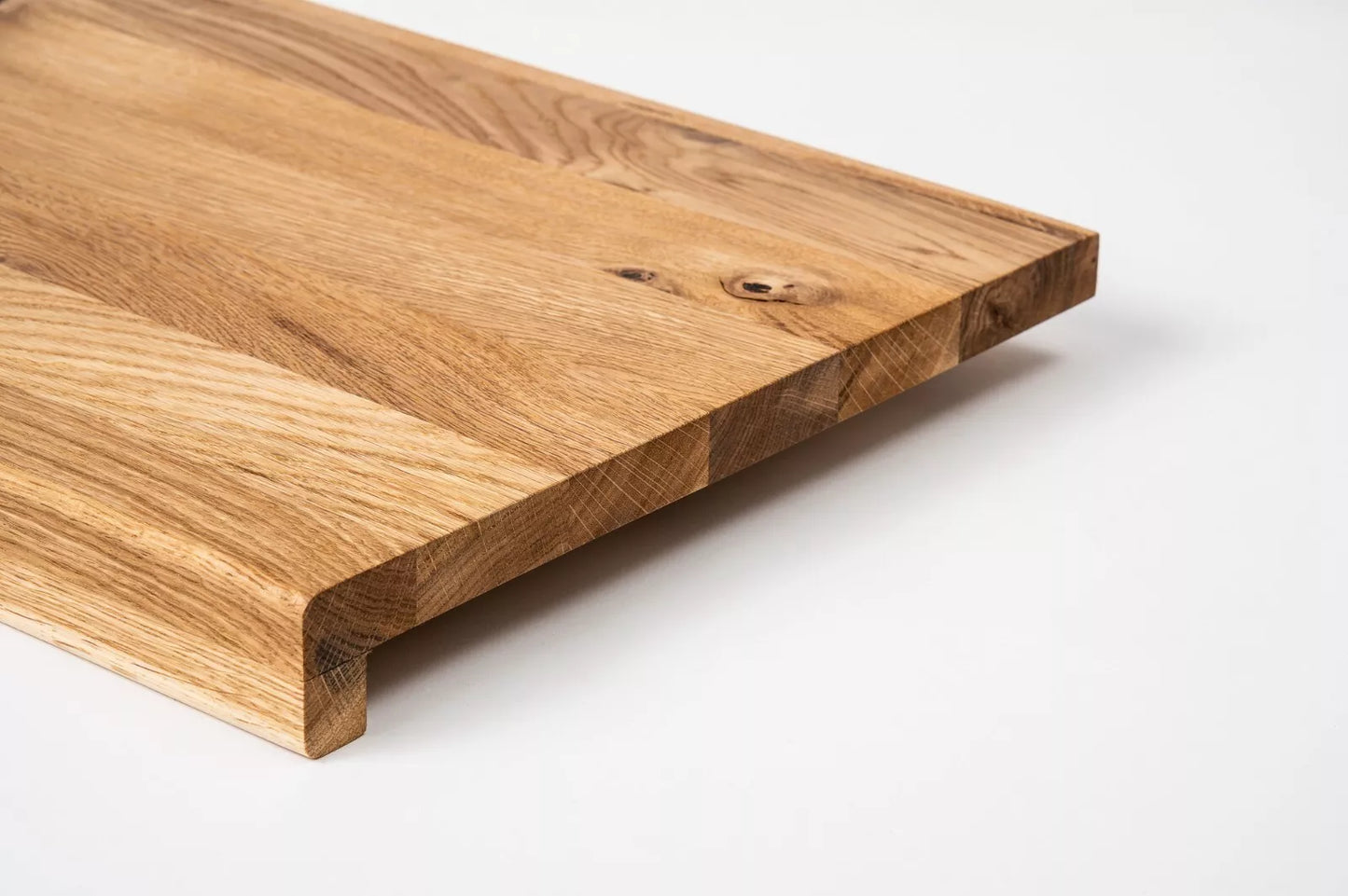 Stair tread Windowsill with overhang Oak Rustic, full stave lamellas, 16 mm, Hard wax oil Natural (colourless)
