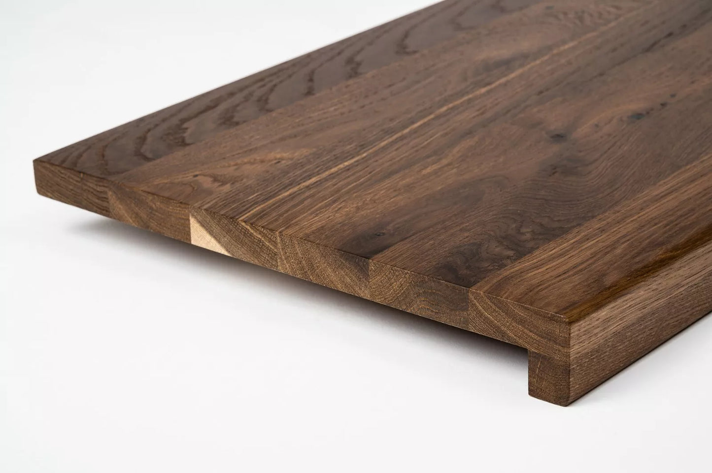 Stair tread Windowsill with overhang Smoked Oak Rustic, full stave lamellas, 16 mm, Matte lacquered