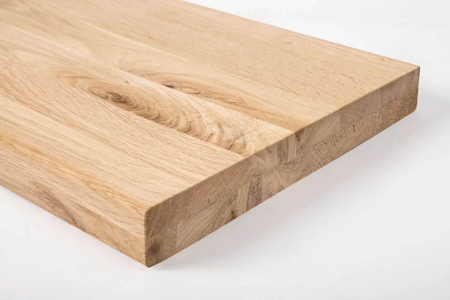 Shelf Stair tread Riser Windowsill Oak Rustic, full stave lamellas, 40 mm, 2-layer, Unfinished