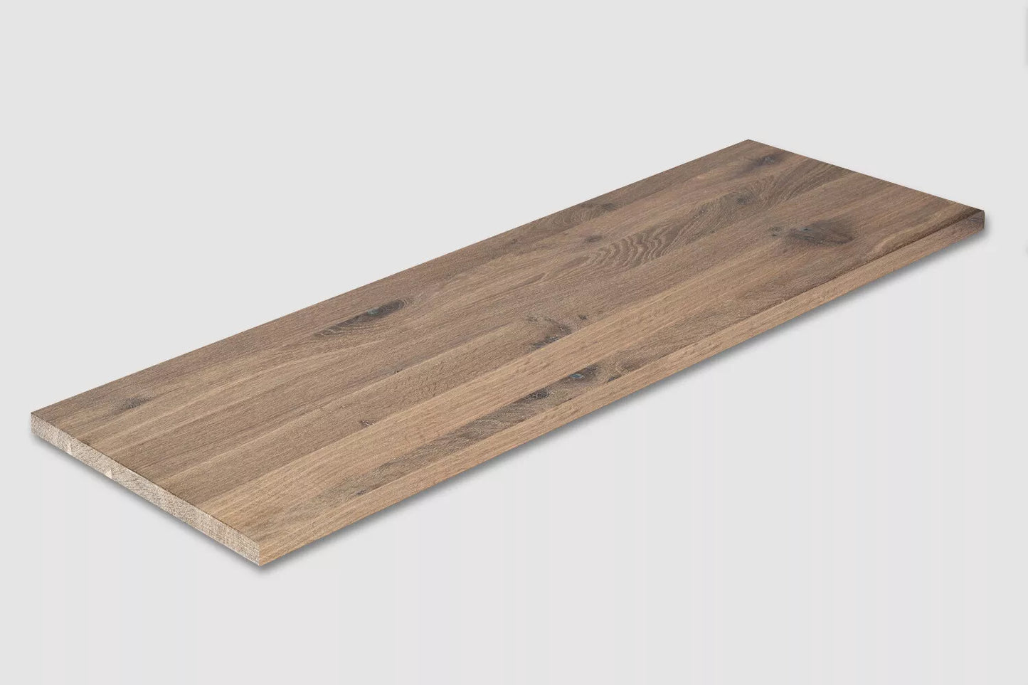 Shelf Stair tread Riser Windowsill Smoked Oak Rustic, full stave lamellas, 20 mm, White oil