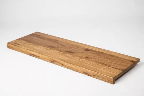 Stair tread Windowsill with overhang Oak Rustic, full stave lamellas, 26 mm, Bronze oil