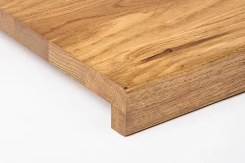 Stair tread Windowsill with overhang Oak Rustic, full stave lamellas, 26 mm, Bronze oil