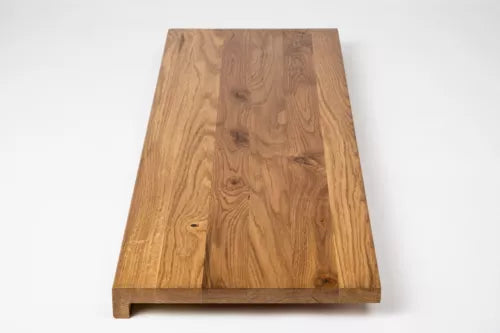 Stair tread Windowsill with overhang Oak Rustic, full stave lamellas, 26 mm, Bronze oil