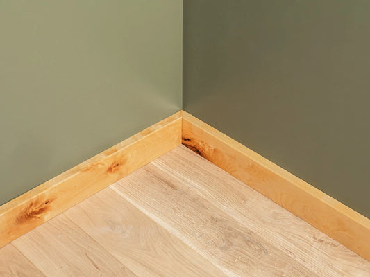 Solid Skirting Board Birch Rustic 24x80mm Natural oil 2000 mm with radius 5mm without filling