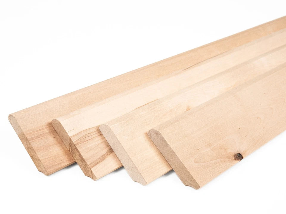 Solid Skirting Board Birch Rustic 24x100mm unfinished 2000 mm with radius 20mm without filling