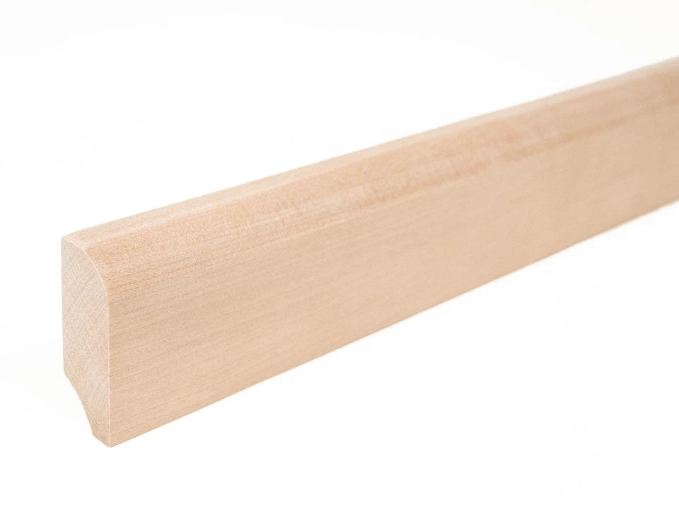 Solid Skirting Board Birch A/B 24x60mm Hard wax oil Natural white 2000 mm with radius 20mm