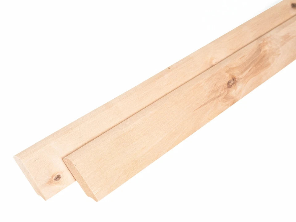 Plinthe massive en bouleau rustique 24 x 80 mm Huile de cire dure Naturelle Blanc 2000 mm avec rayon de 20 mm sans remplissage