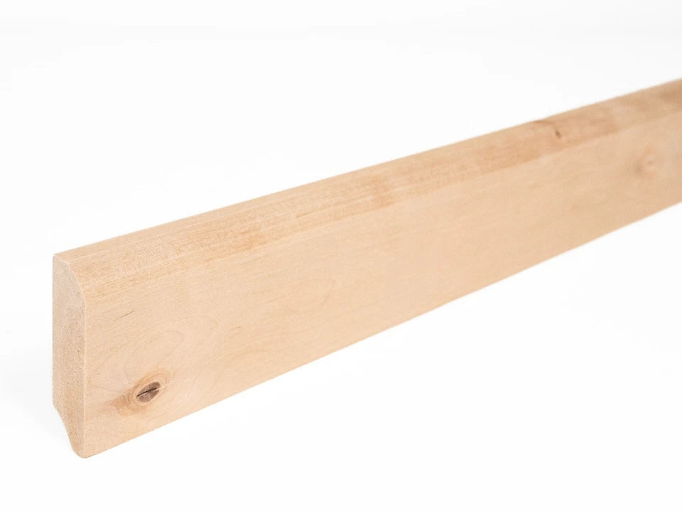 Plinthe massive en bouleau rustique 24 x 80 mm non fini 2000 mm avec rayon 20 mm sans remplissage
