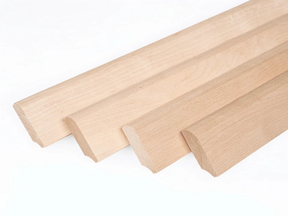 Solid Skirting Board Birch A/B 24x60mm Hard wax oil Natural white 2000 mm with radius 20mm