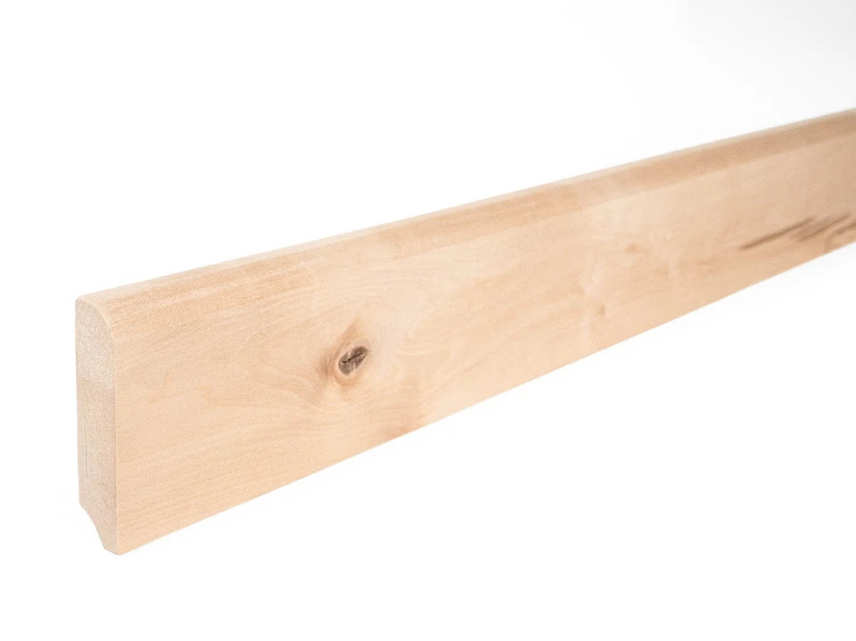 Solid Skirting Board Birch Rustic 24x100mm unfinished 2000 mm with radius 20mm without filling