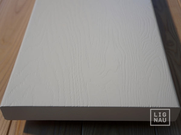 Shelf Stair tread Riser Windowsill Ash Rustic, full stave lamellas, 40 mm, 2-layer, Brushed, White lacquered (RAL9010)