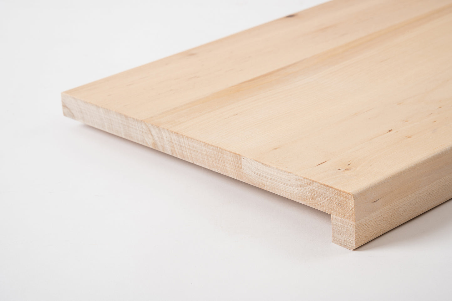 Stair tread Windowsill with overhang Birch Rustic, full stave lamellas, 20 mm, White oil