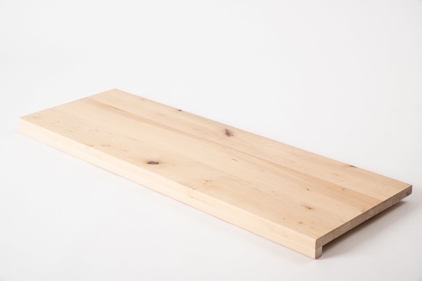 Stair tread Windowsill with overhang Birch Rustic, full stave lamellas, 20 mm, White oil