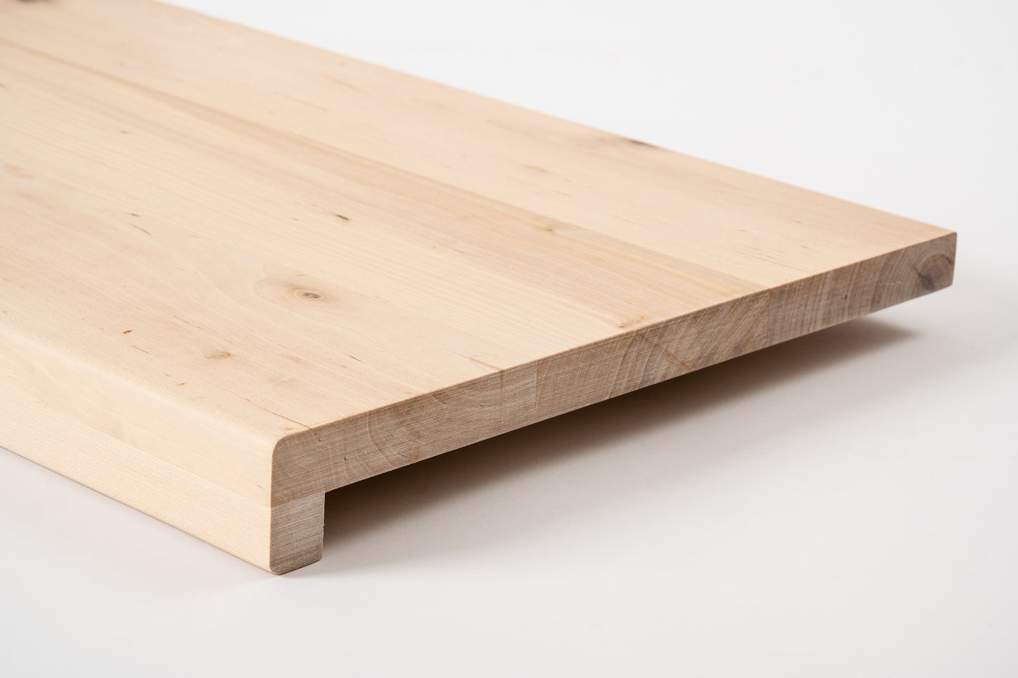 Stair tread Windowsill with overhang Birch Rustic, full stave lamellas, 20 mm, White oil
