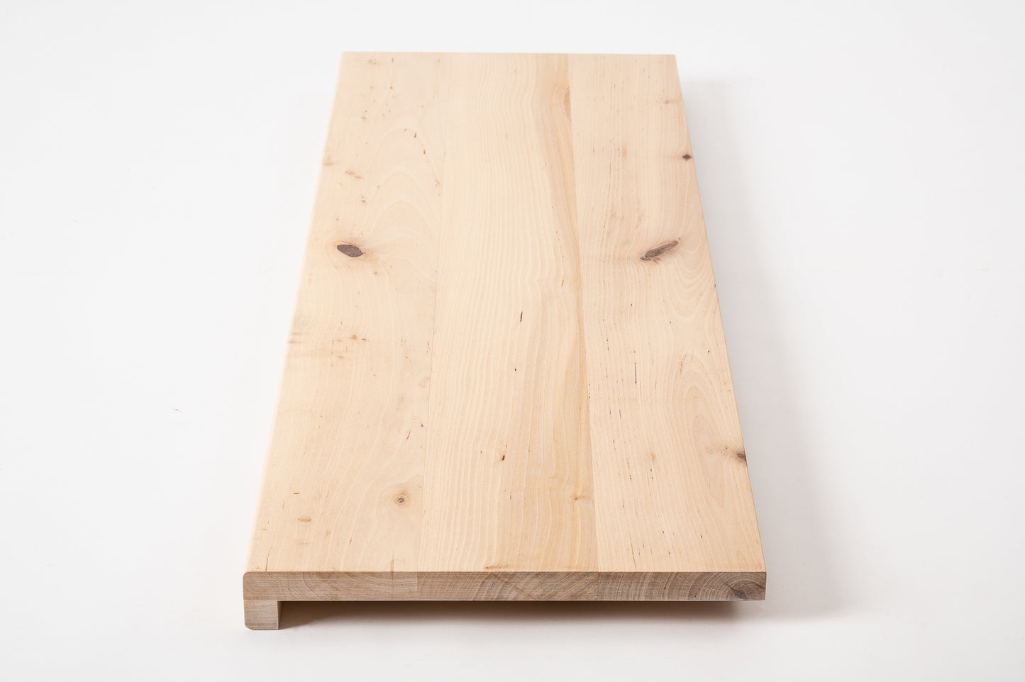 Stair tread Windowsill with overhang Birch Rustic, full stave lamellas, 20 mm, White oil