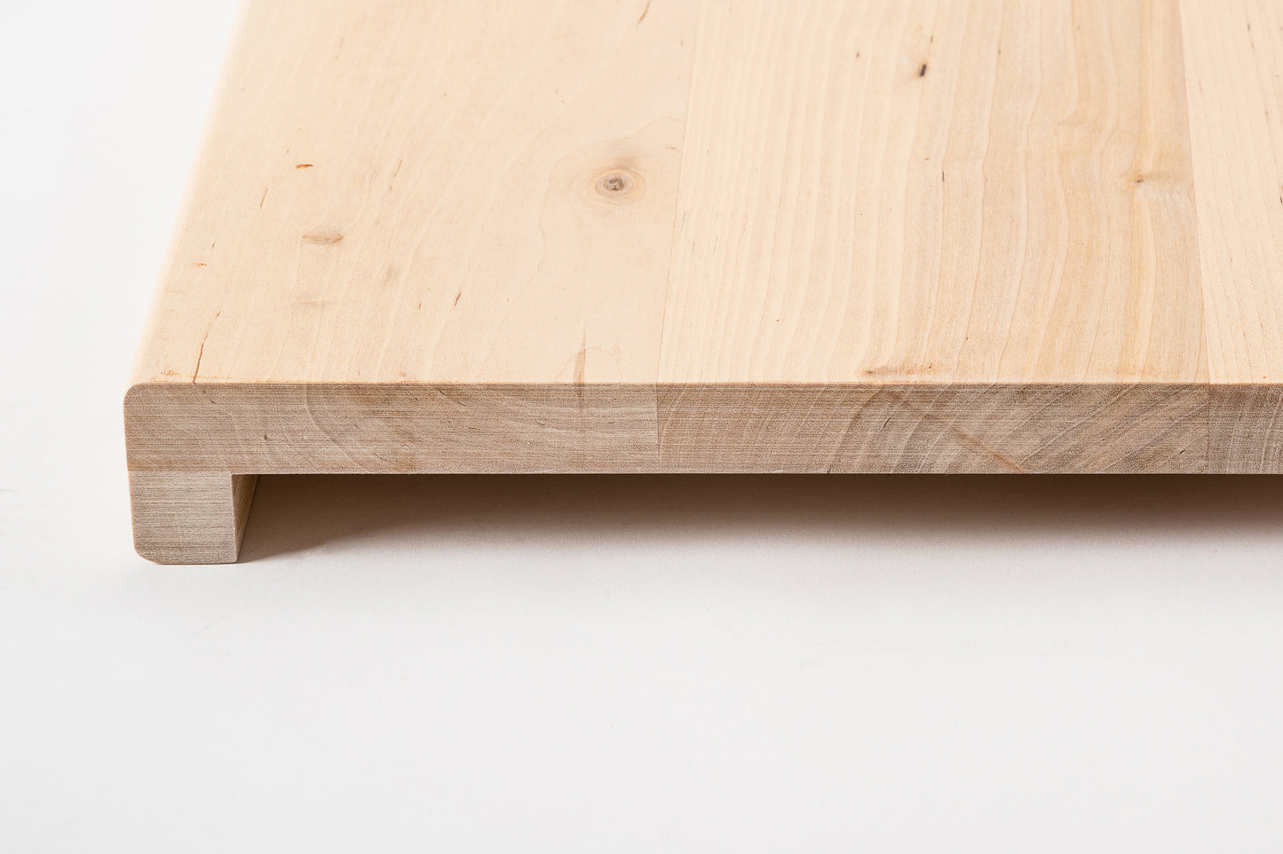 Stair tread Windowsill with overhang Birch Rustic, full stave lamellas, 20 mm, White oil