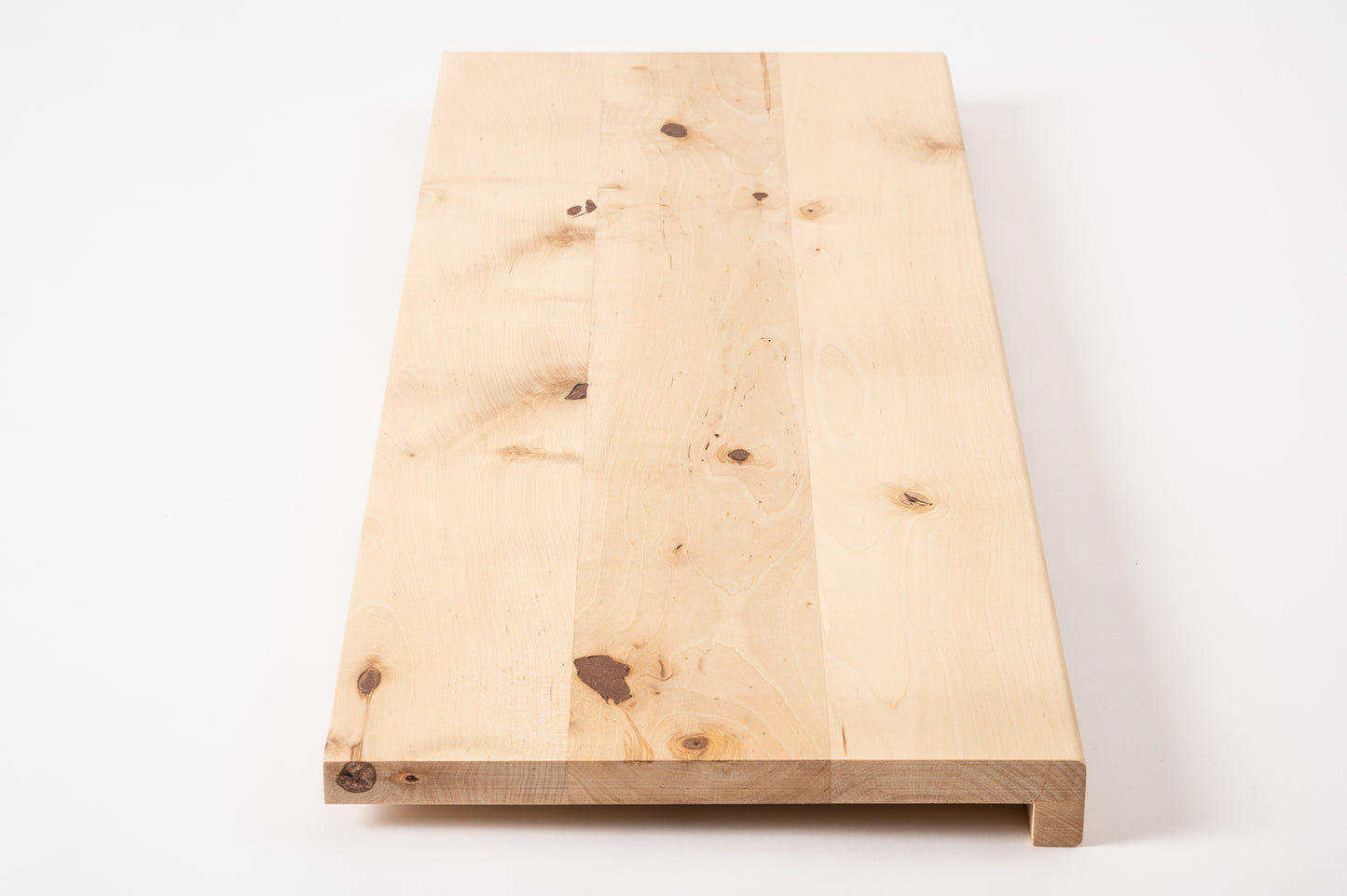 Stair tread Windowsill with overhang Birch Rustic, full stave lamellas, 20 mm, Hard wax oil Natural white