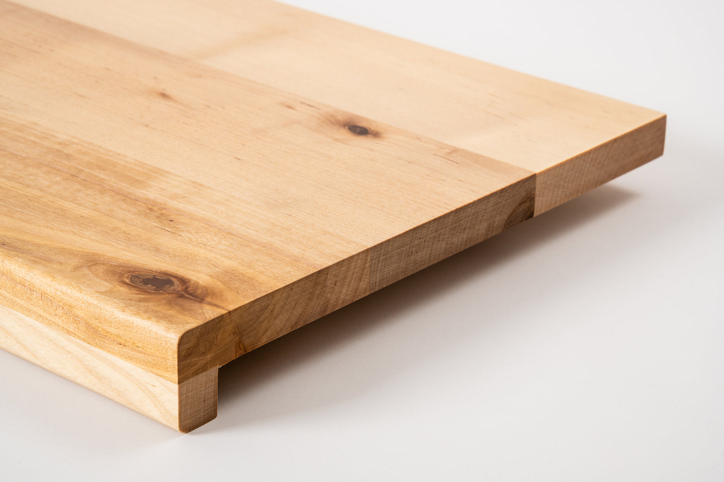 Stair tread Windowsill with overhang Birch Rustic, full stave lamellas, 20 mm, Matte lacquered