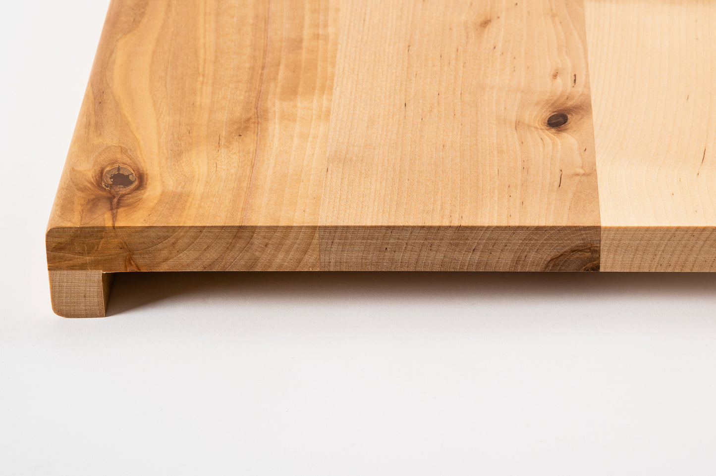 Stair tread Windowsill with overhang Birch Rustic, full stave lamellas, 20 mm, Matte lacquered