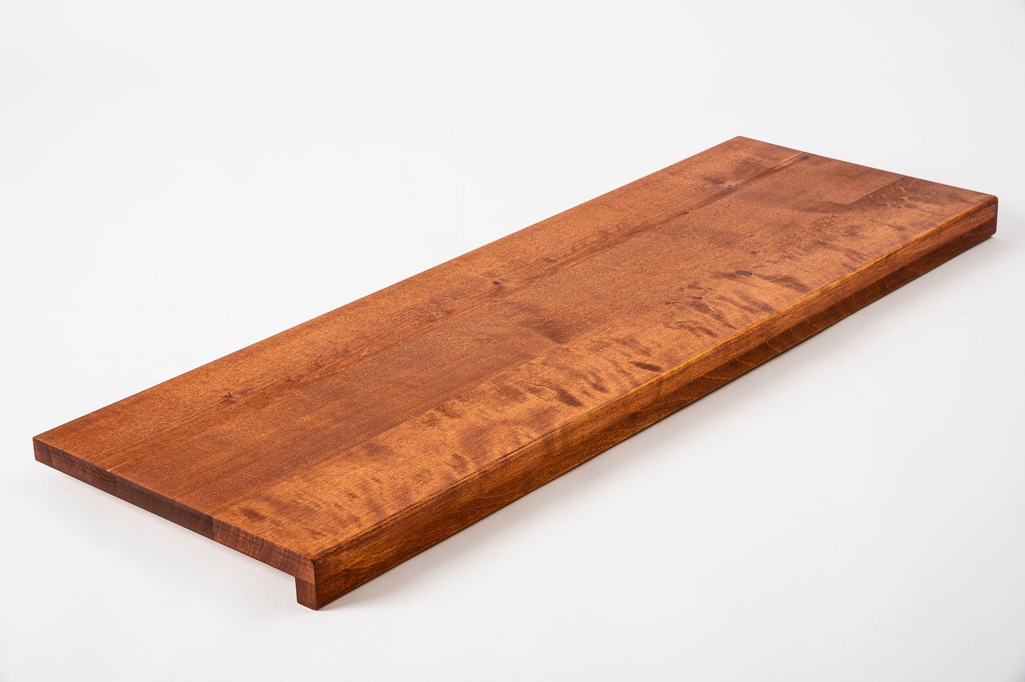 Stair tread Windowsill with overhang Birch Rustic, full stave lamellas, 20 mm, Cherry oil