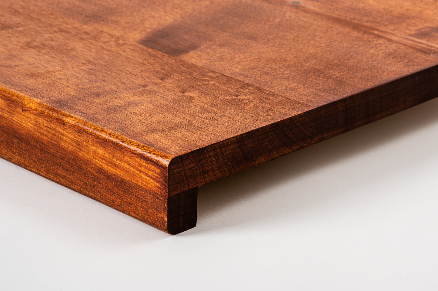 Stair tread Windowsill with overhang Birch Rustic, full stave lamellas, 20 mm, Cherry oil