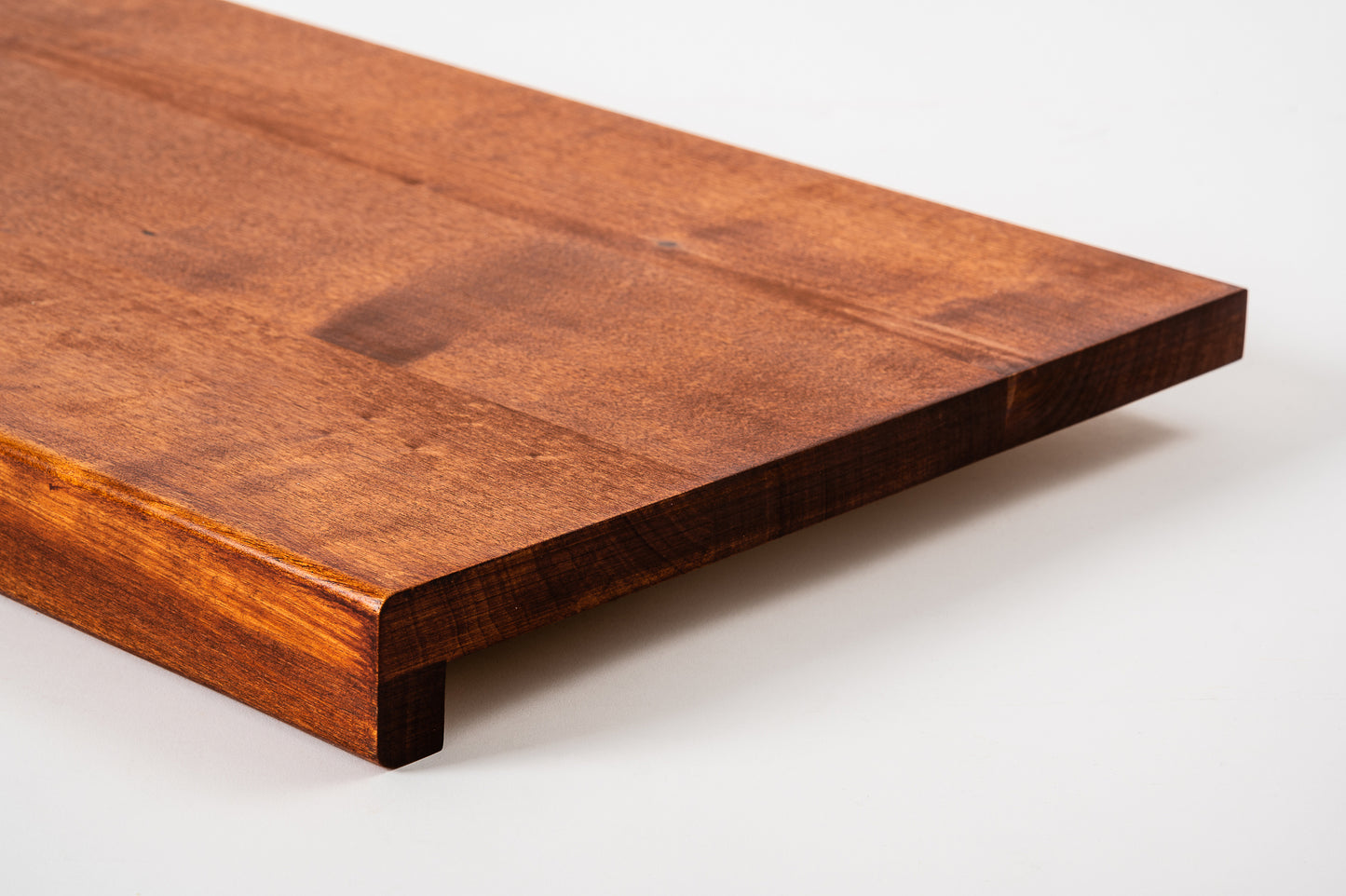 Stair tread Windowsill with overhang Birch Rustic, full stave lamellas, 20 mm, Cherry oil