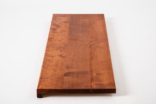 Stair tread Windowsill with overhang Birch Rustic, full stave lamellas, 20 mm, Cherry oil