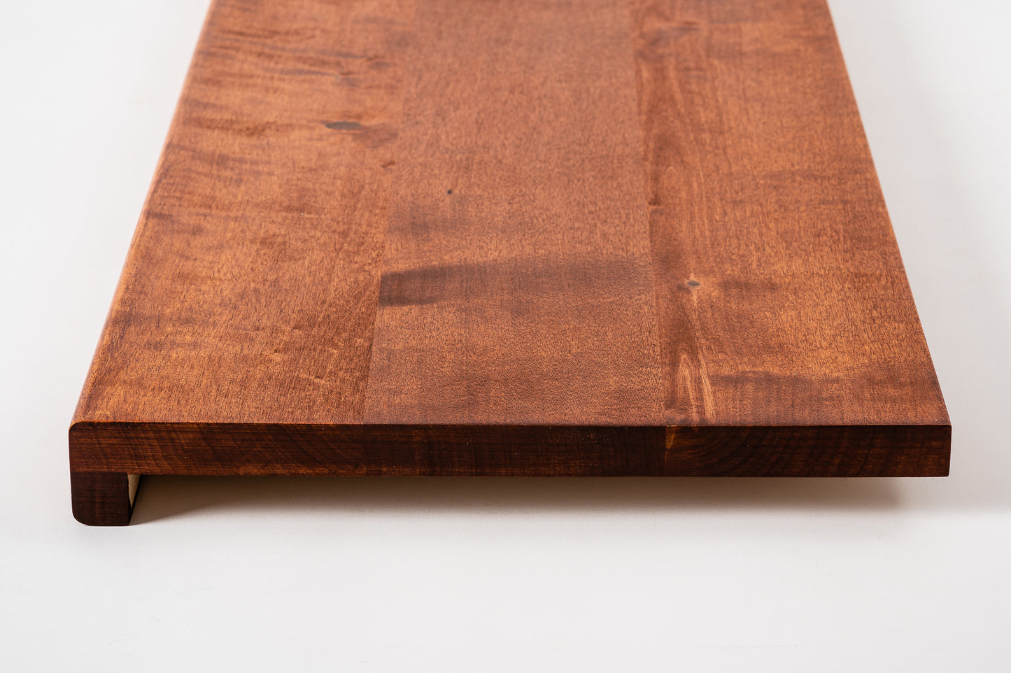 Stair tread Windowsill with overhang Birch Rustic, full stave lamellas, 20 mm, Cherry oil