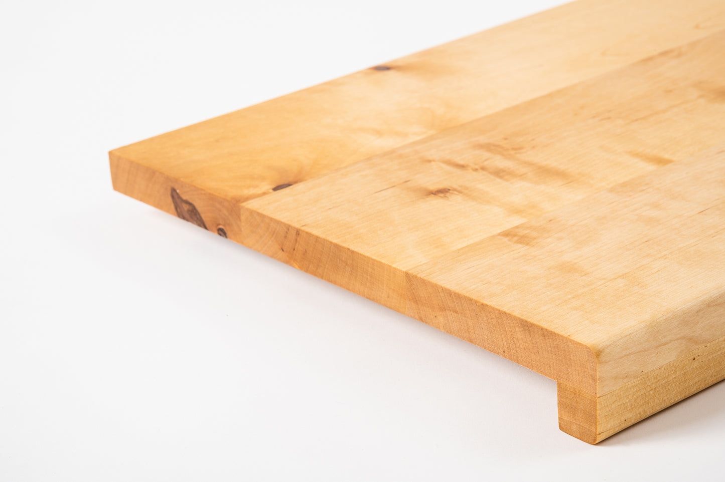 Marche d'escalier Appui de fenêtre avec surplomb Bouleau Rustique, lamelles entières, 20 mm, huile naturelle