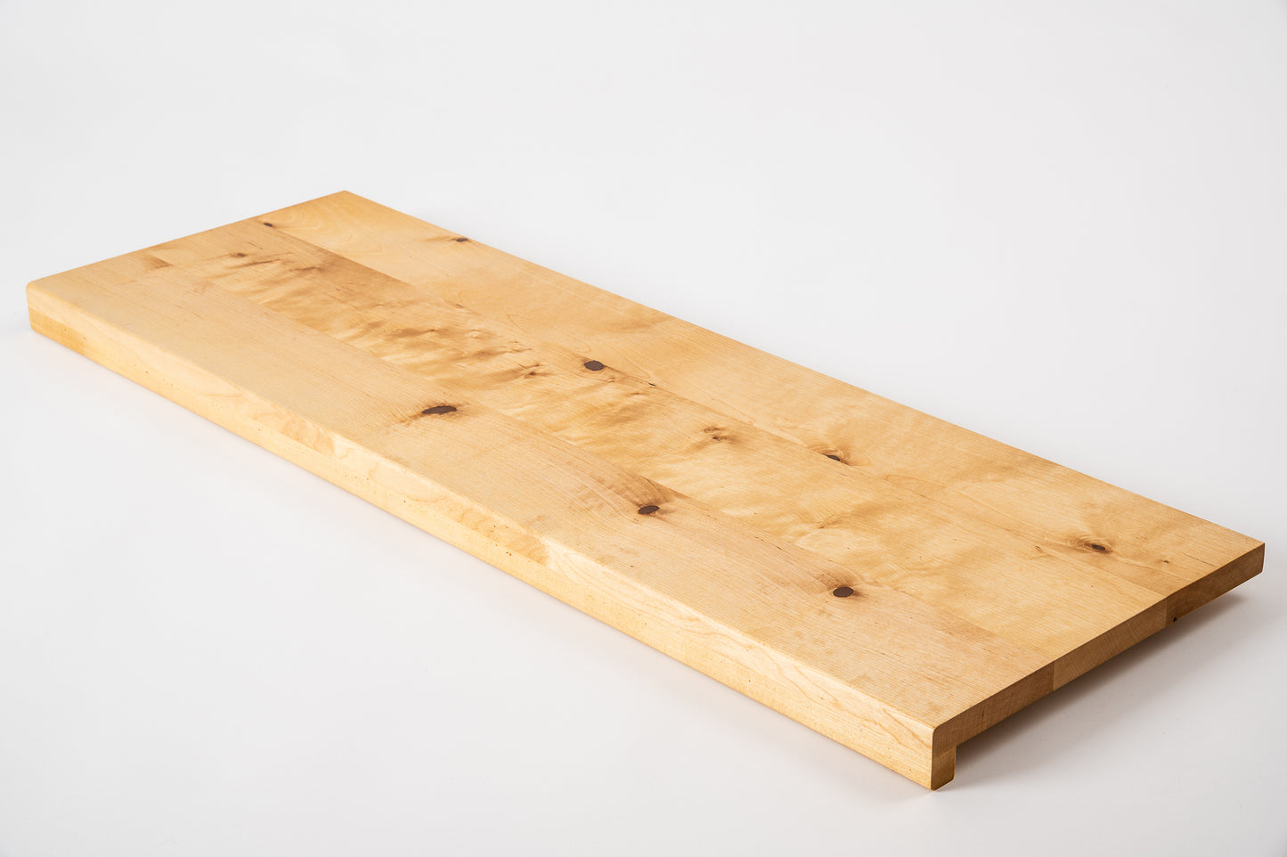 Marche d'escalier Appui de fenêtre avec surplomb Bouleau Rustique, lamelles entières, 20 mm, huile naturelle