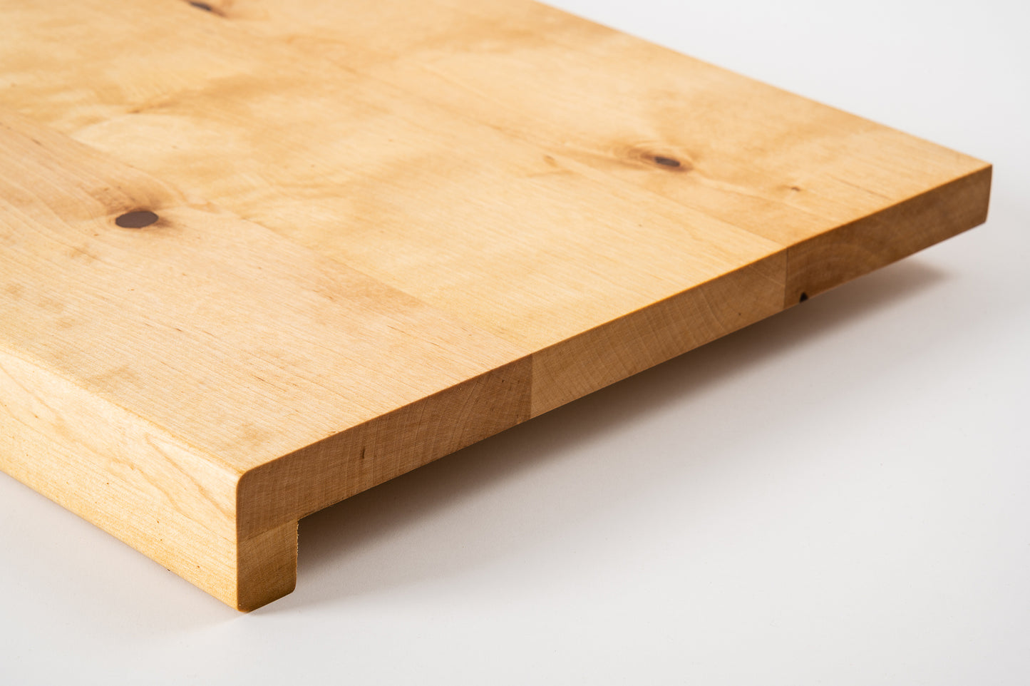 Marche d'escalier Appui de fenêtre avec surplomb Bouleau Rustique, lamelles entières, 20 mm, huile naturelle