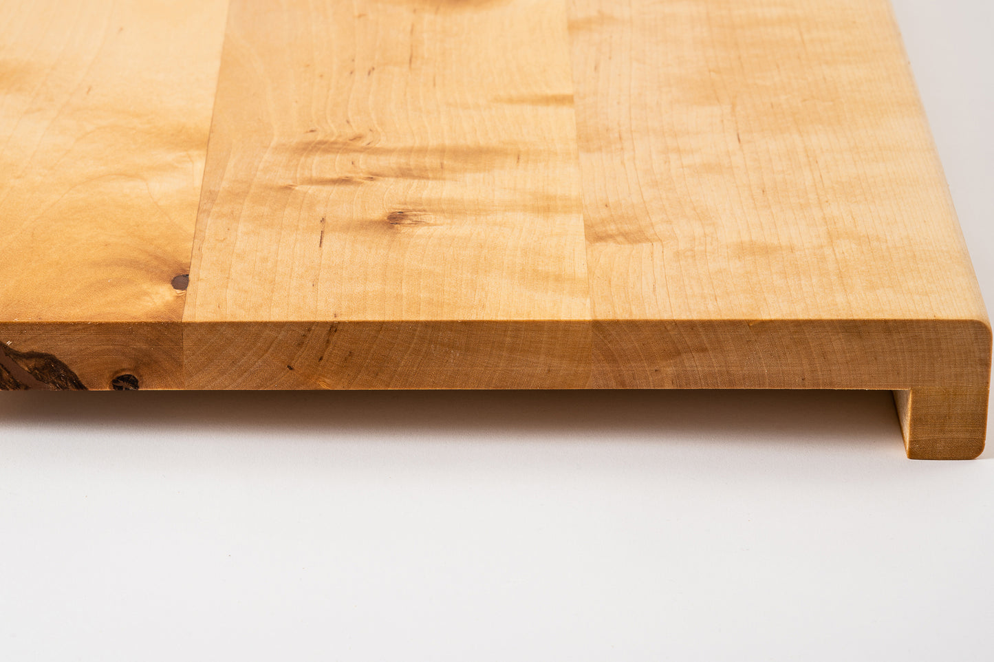 Marche d'escalier Appui de fenêtre avec surplomb Bouleau Rustique, lamelles entières, 20 mm, huile naturelle