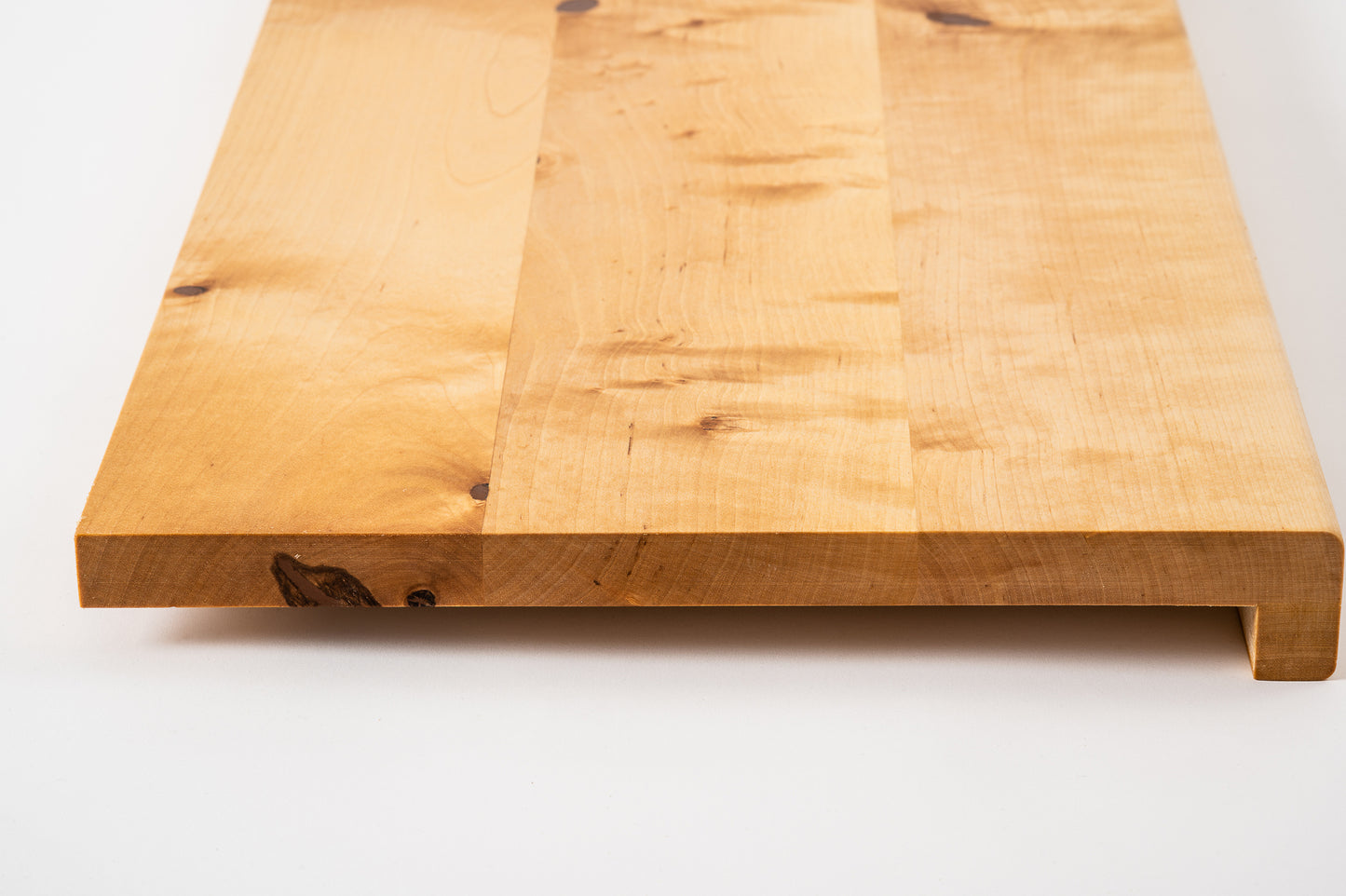 Marche d'escalier Appui de fenêtre avec surplomb Bouleau Rustique, lamelles entières, 20 mm, huile naturelle