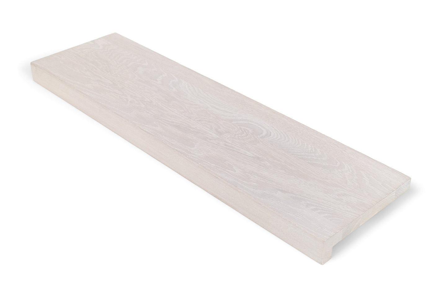 Stair tread Windowsill with overhang Oak A/B, full stave lamellas, 26 mm, Chalked white oiled