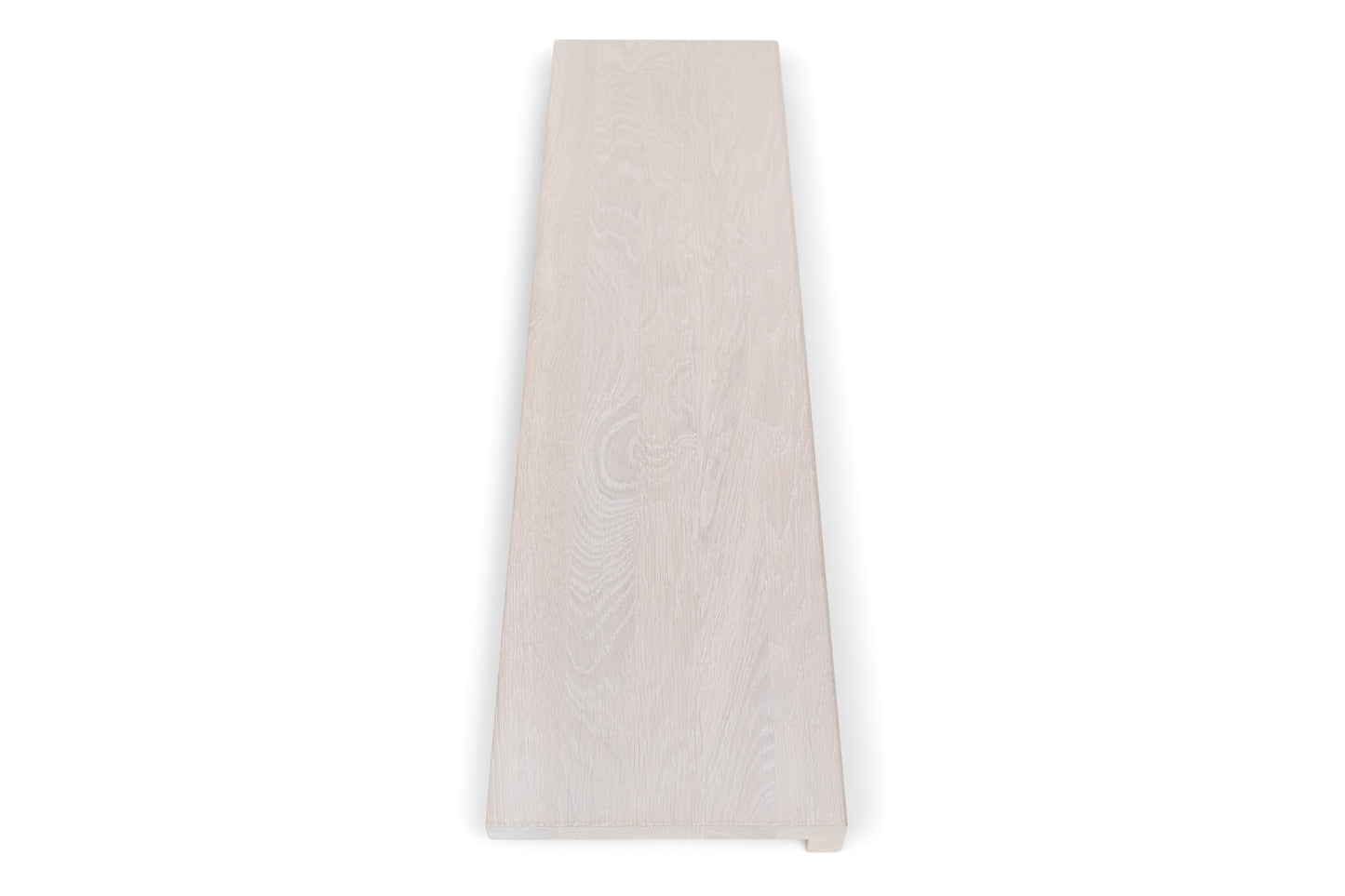 Stair tread Windowsill with overhang Oak A/B, full stave lamellas, 26 mm, Chalked white oiled