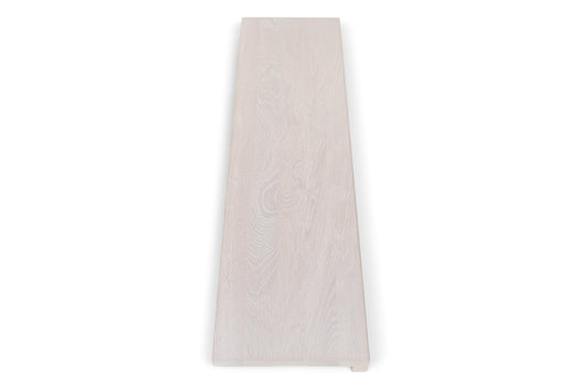 Stair tread Windowsill with overhang Oak A/B, full stave lamellas, 26 mm, Chalked white oiled